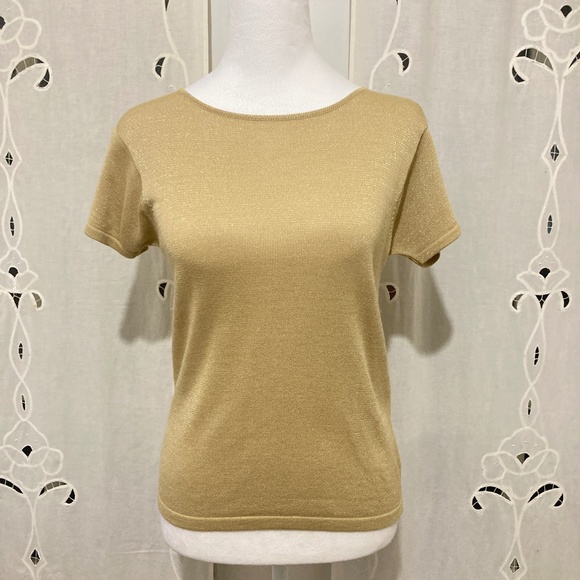 Holiday-Perfect Sparkly Gold, Ellen Tracy Top, Size P - Picture 1 of 8